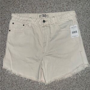 Free People High Waisted Denim Shorts Cream Natural NWT